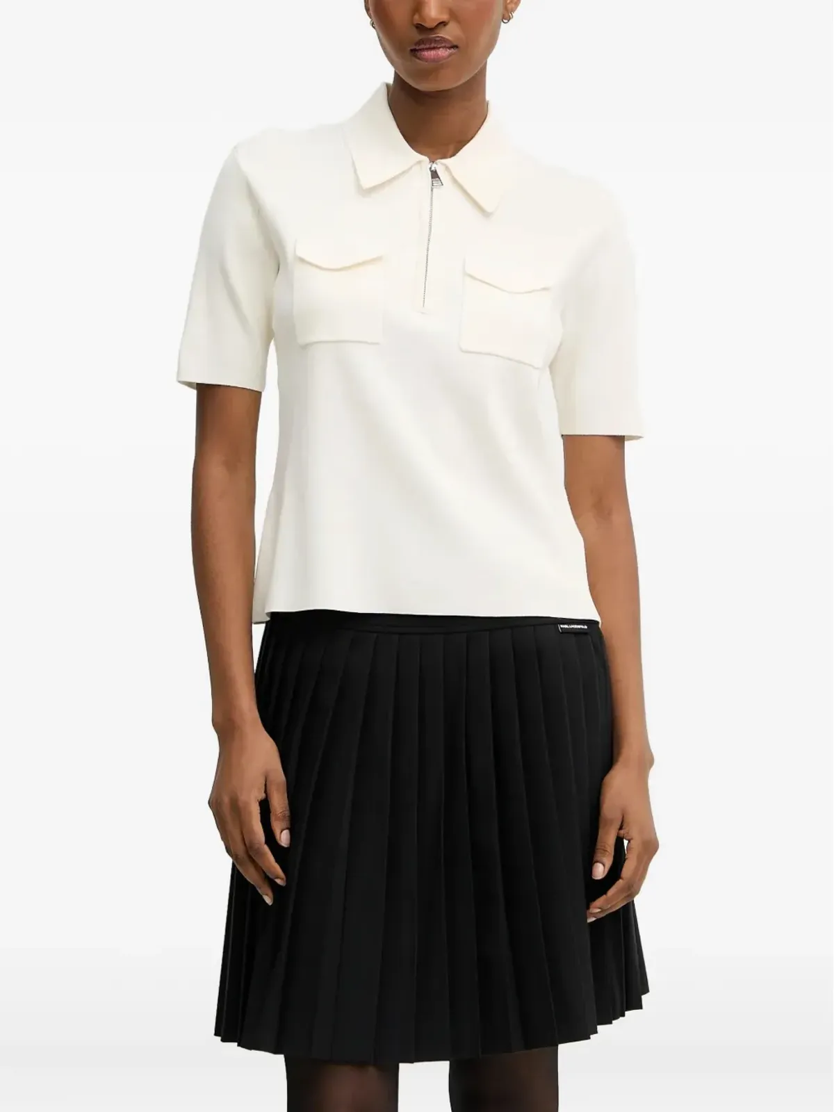Karl Lagerfeld ジップフロント ポロトップ - White - 画像1