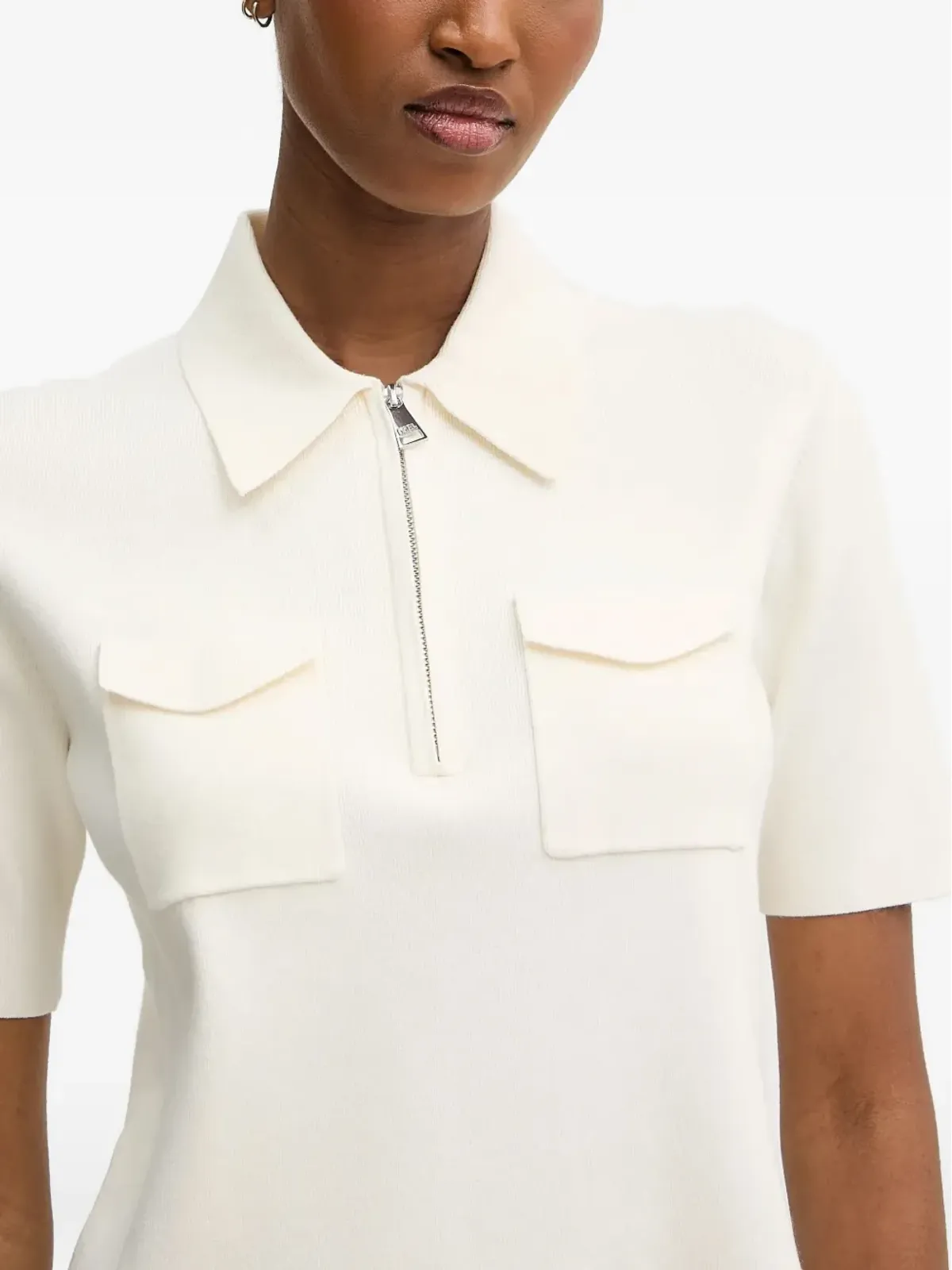 Karl Lagerfeld ジップフロント ポロトップ - White - 画像4