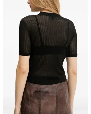 Armani Exchange リブ編みTシャツ - ブラック - サムネイル2