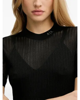 Armani Exchange リブ編みTシャツ - ブラック - サムネイル3