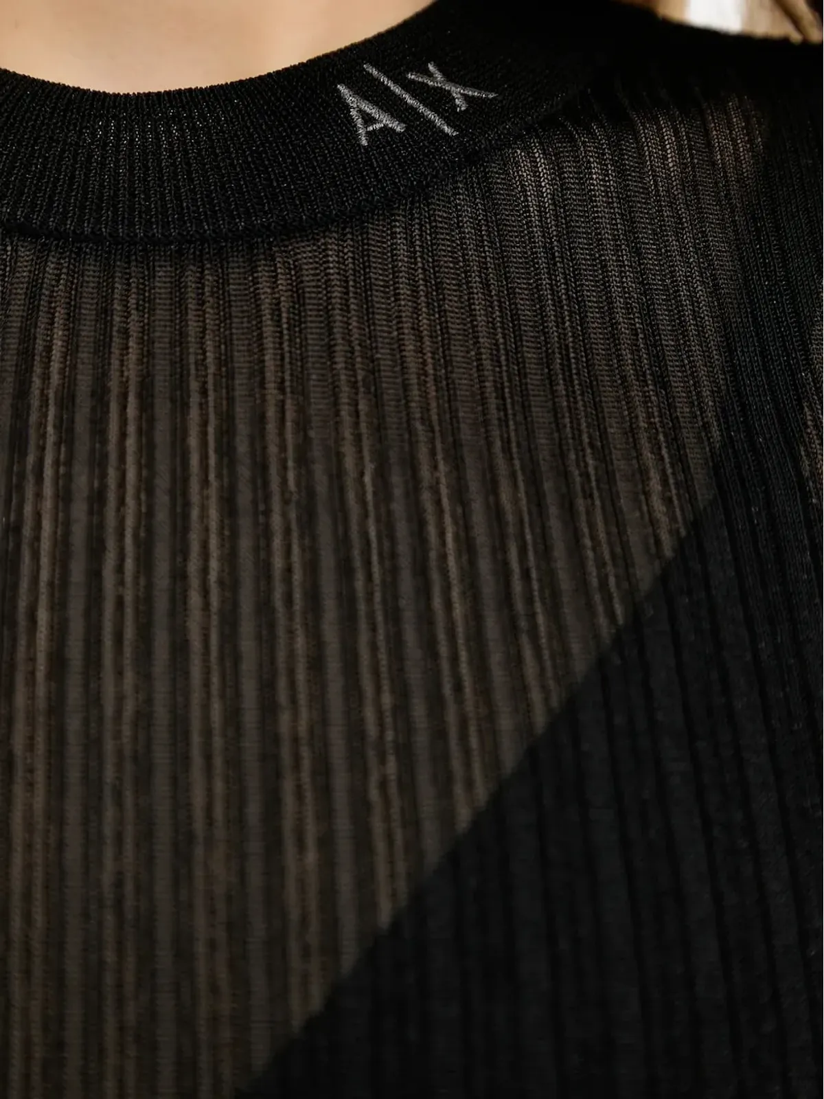 Armani Exchange リブ編みTシャツ - ブラック - 画像4