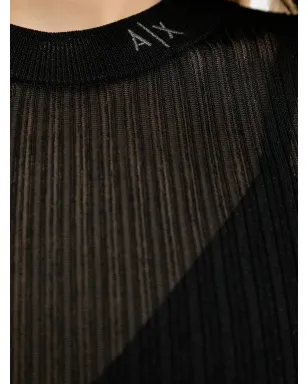 Armani Exchange リブ編みTシャツ - ブラック - サムネイル4