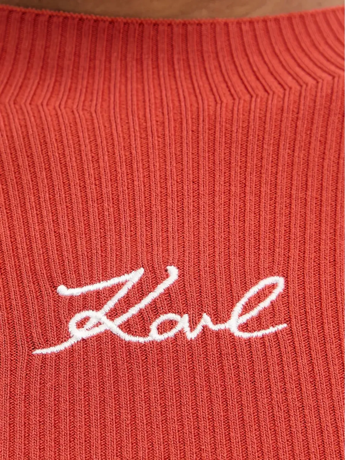 Karl Lagerfeld リブ編み ロゴ刺繍セーター - オレンジ - 画像5