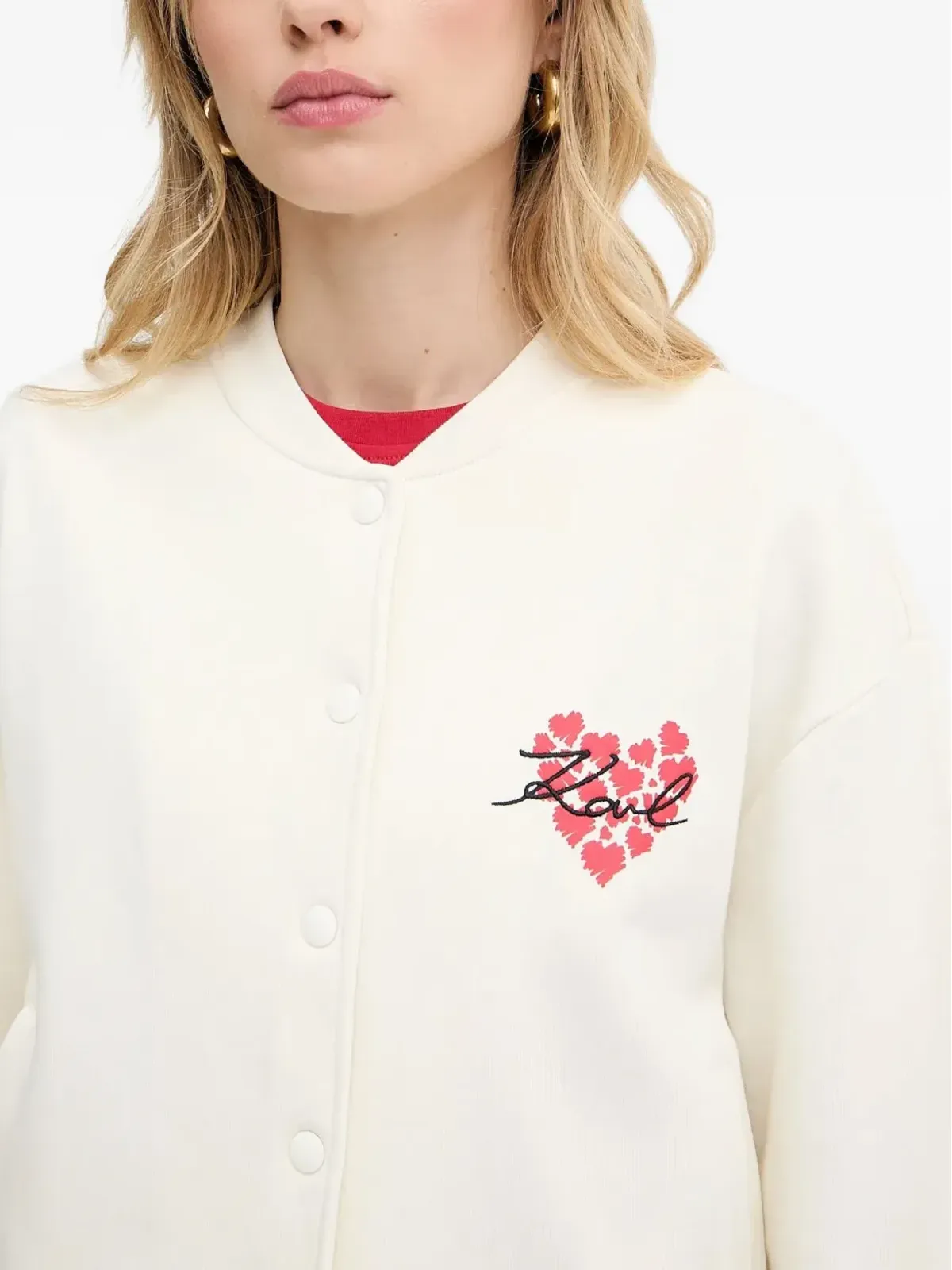 Karl Lagerfeld ハート刺繍ボンバージャケット - 画像5