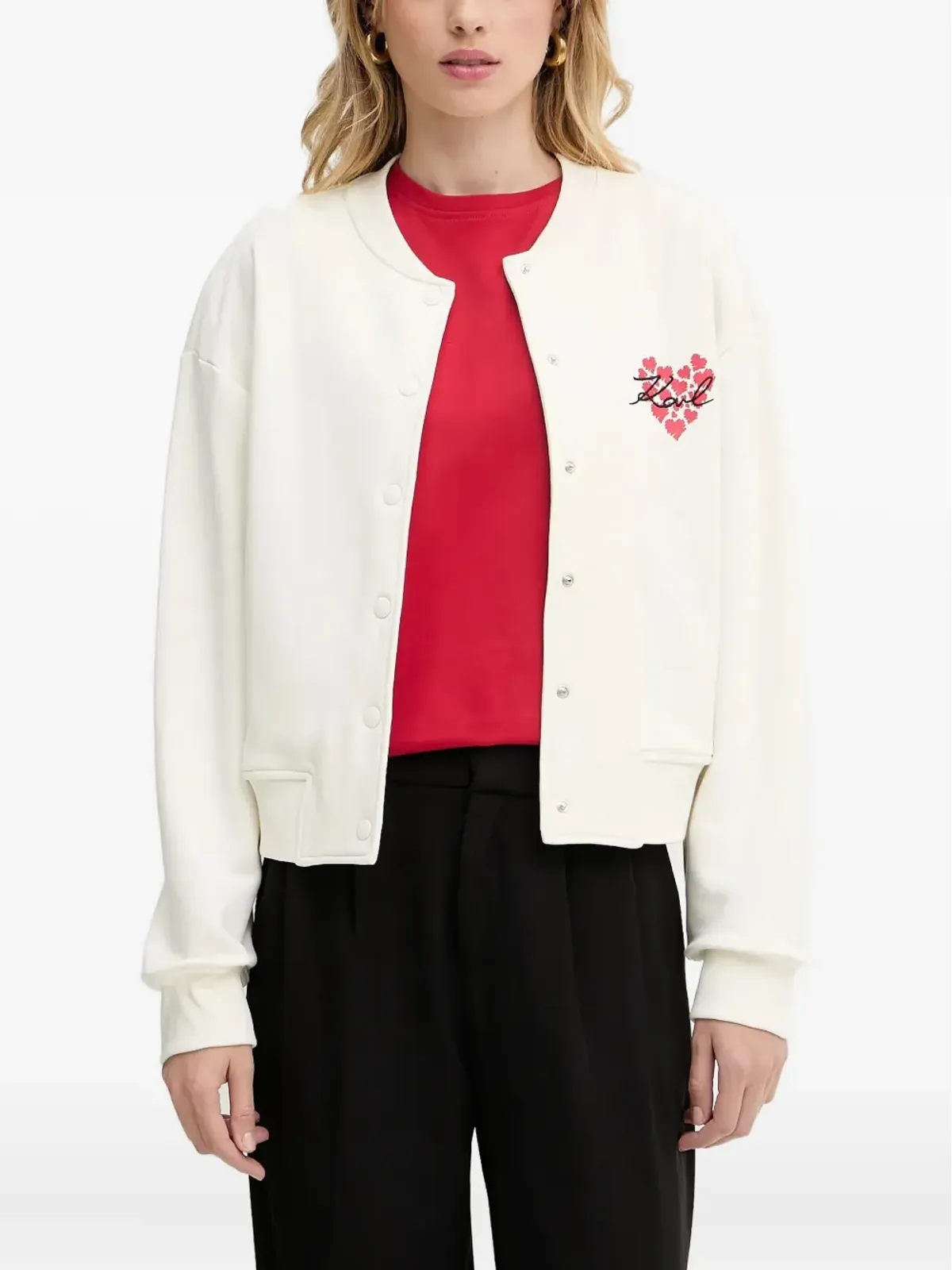 Karl Lagerfeld ハート刺繍ボンバージャケット - 画像3