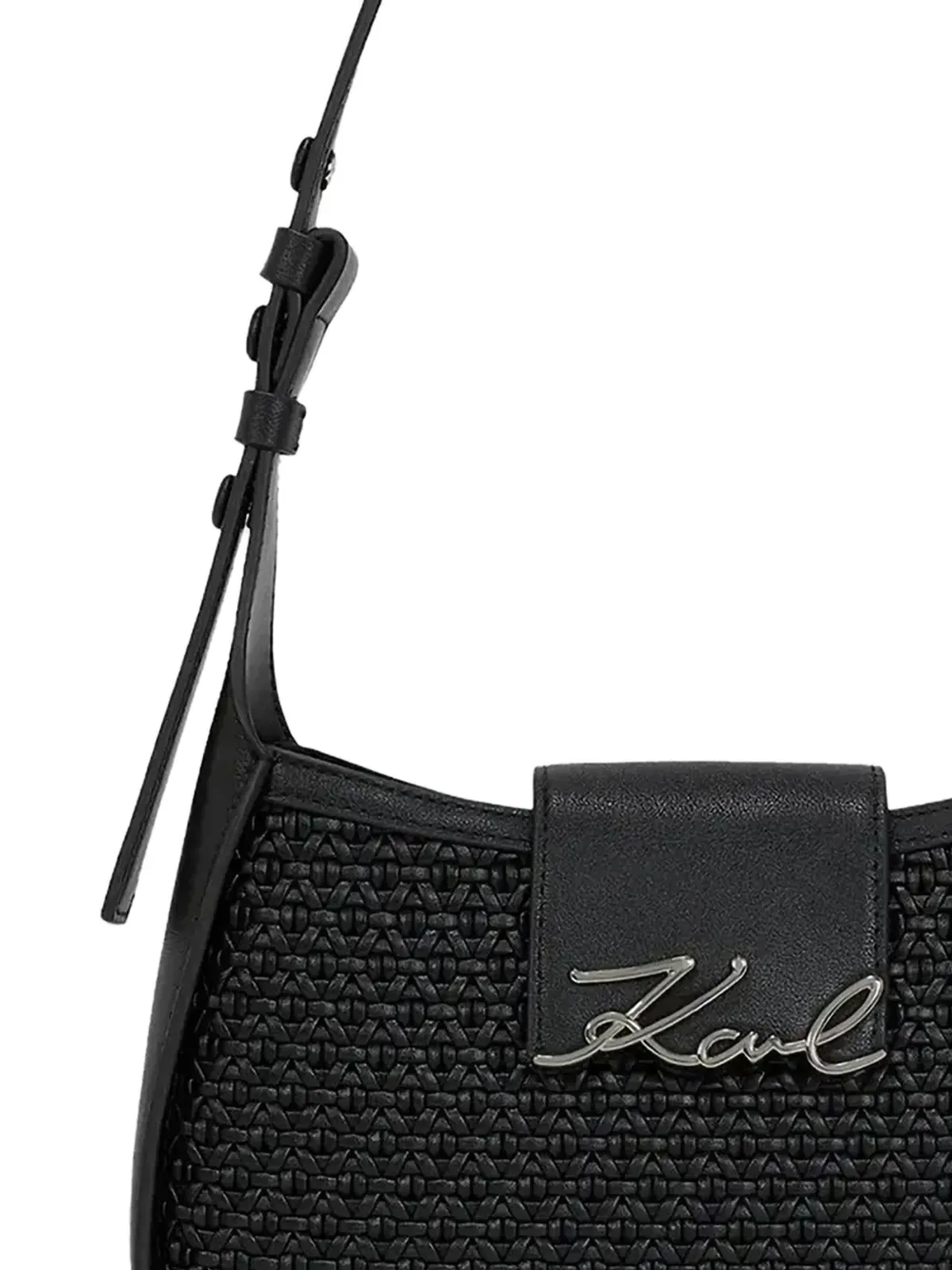 Karl Lagerfeld 編み込みショルダーバッグ ブラック - 画像2