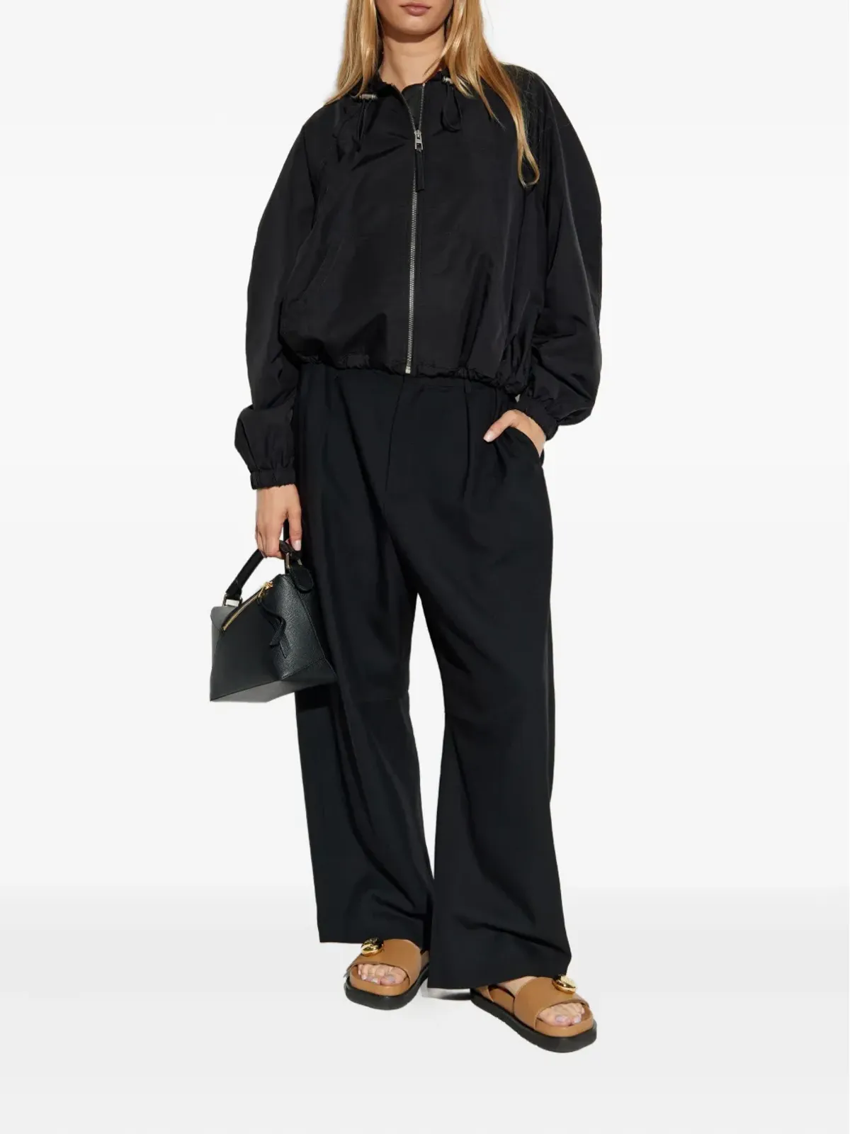 LOEWE フーデッド ドローコード ボンバージャケット（ブラック） - 画像2