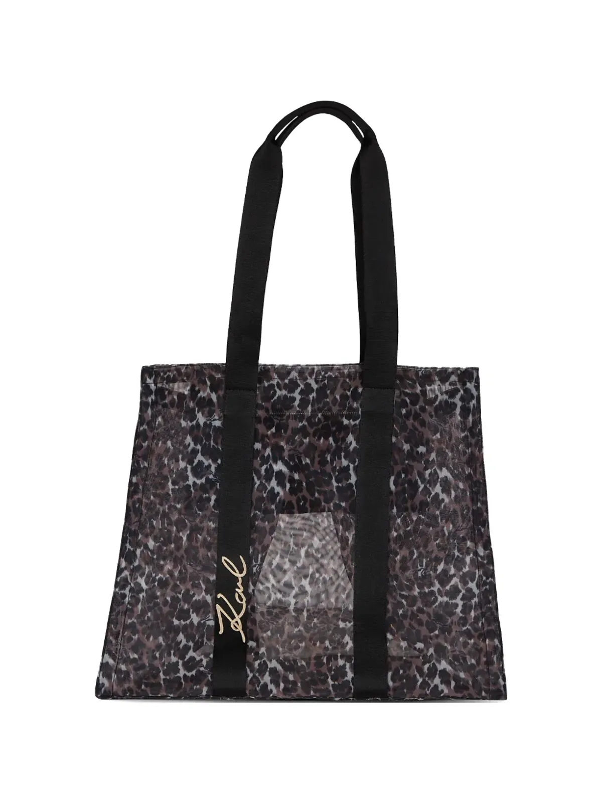 Karl Lagerfeld K/Signature レオパード柄ビーチバッグ（ブラック） - 画像1