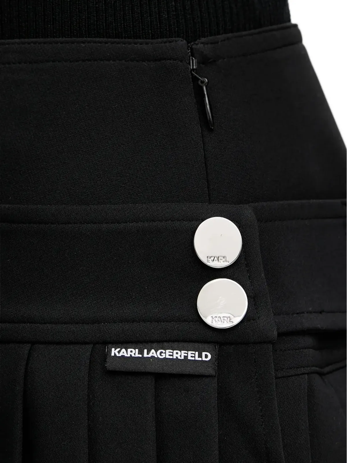 Karl Lagerfeld プリーツボタンミディスカート - ブラック - 画像4