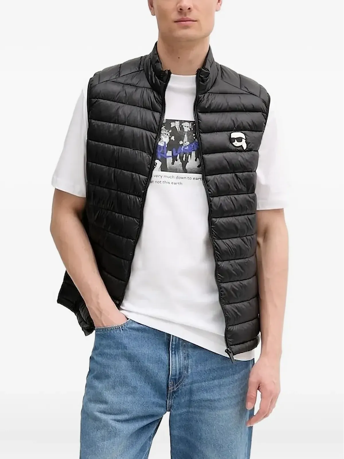 Karl Lagerfeld キルティング ロゴパッチ ジレ - 画像1