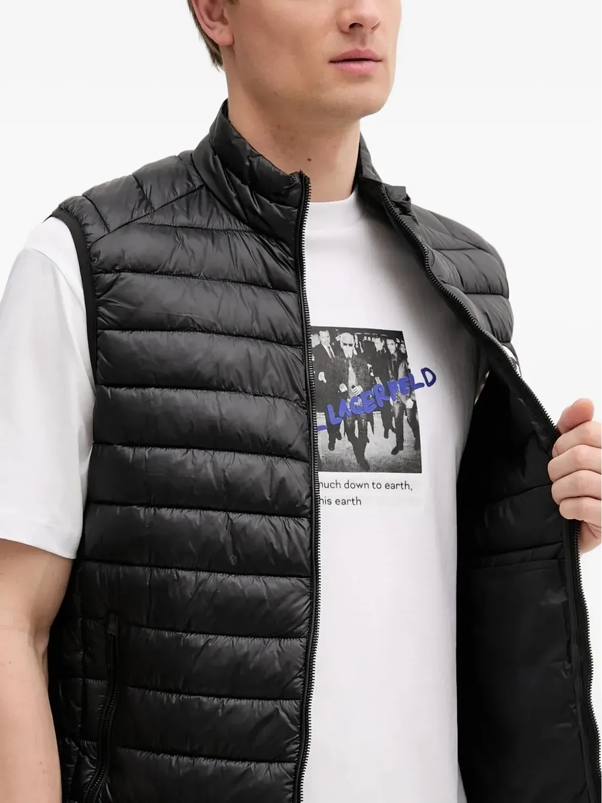 Karl Lagerfeld キルティング ロゴパッチ ジレ - 画像4