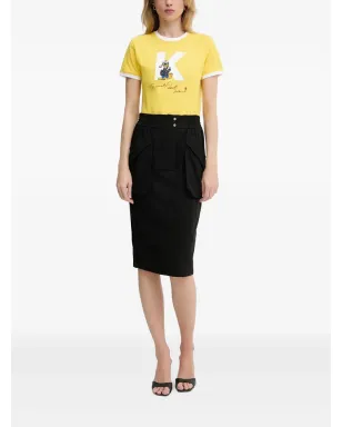 PINKO エラスティケーテッドコットン ミディスカート - ブラック - サムネイル2