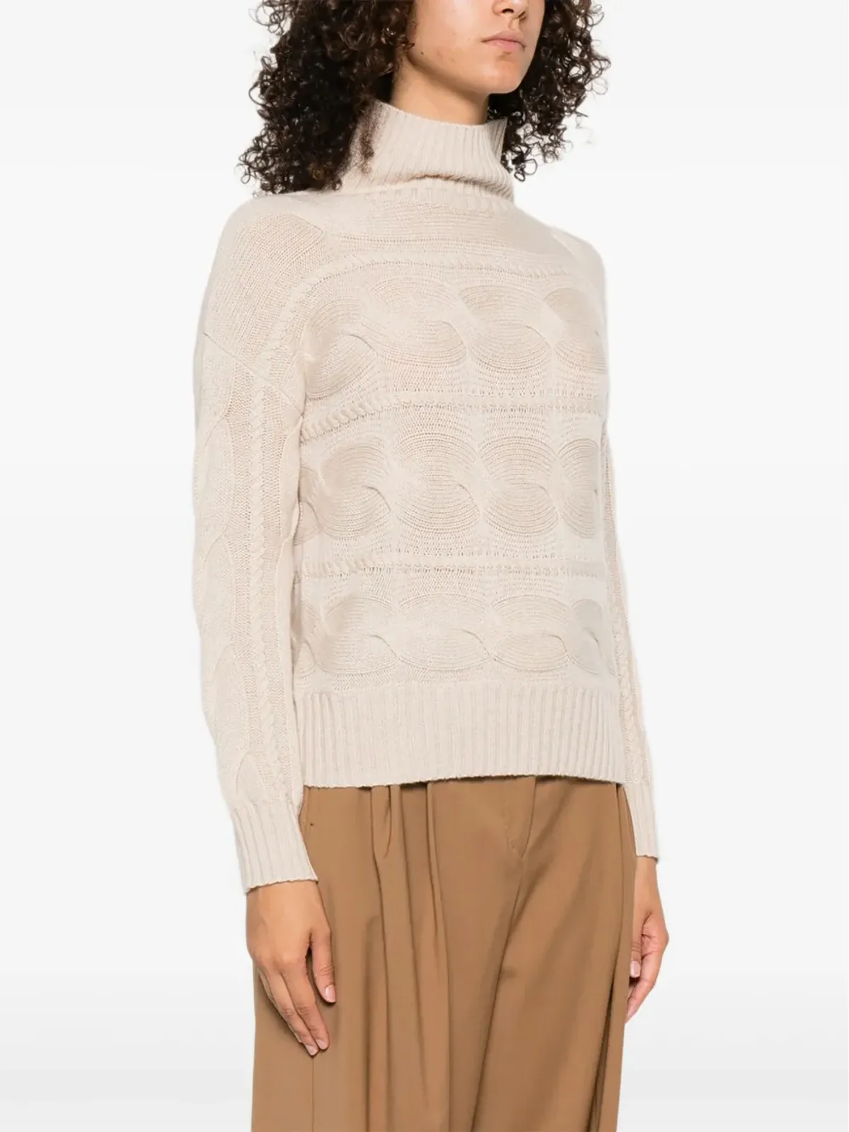 Max Mara ケーブルニット タートルネックセーター - 画像3