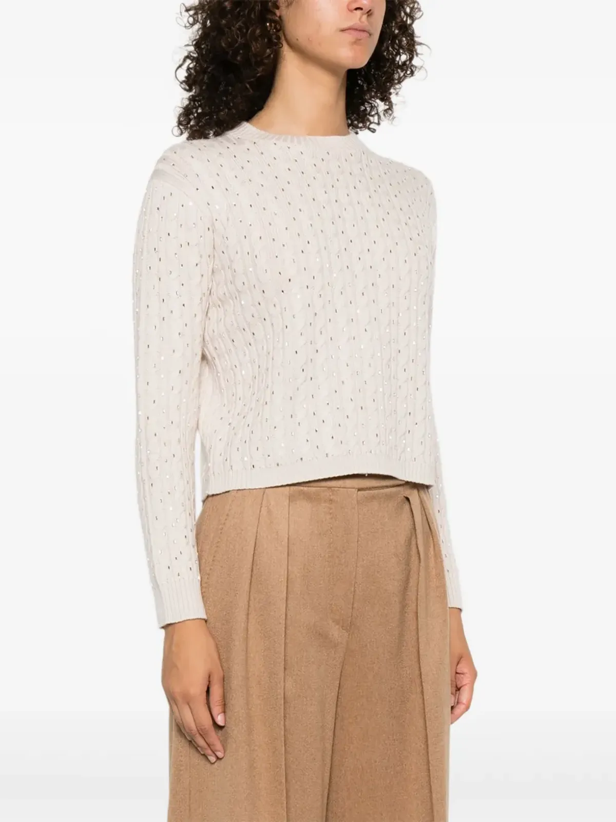 Max Mara エンベリッシュド ケーブルニットセーター - 画像3