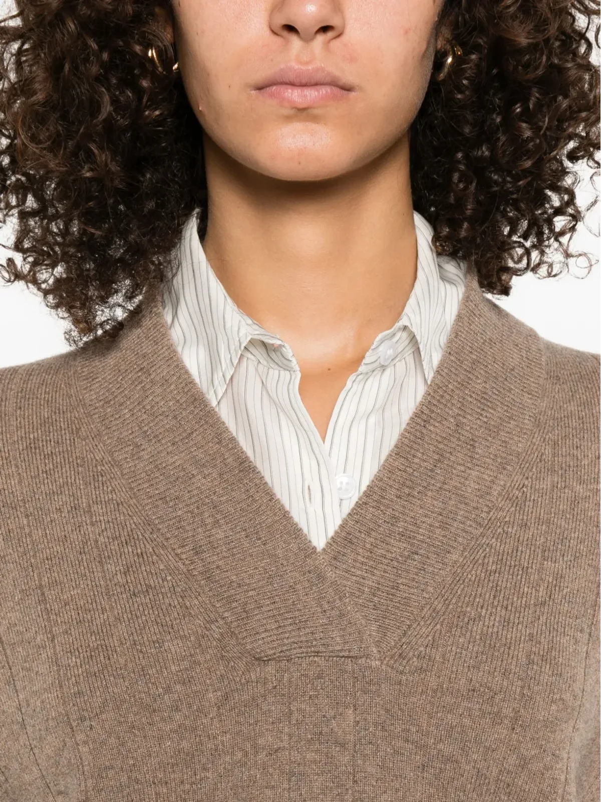 Max Mara リブ編みVネックジャンパー - 画像5