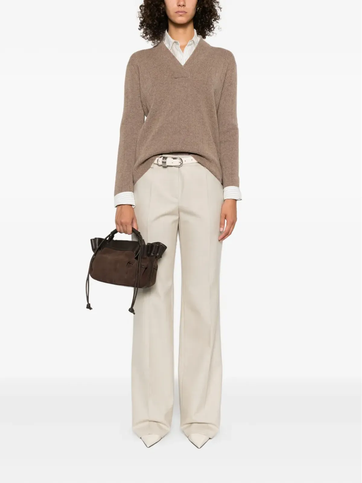 Max Mara リブ編みVネックジャンパー - 画像2