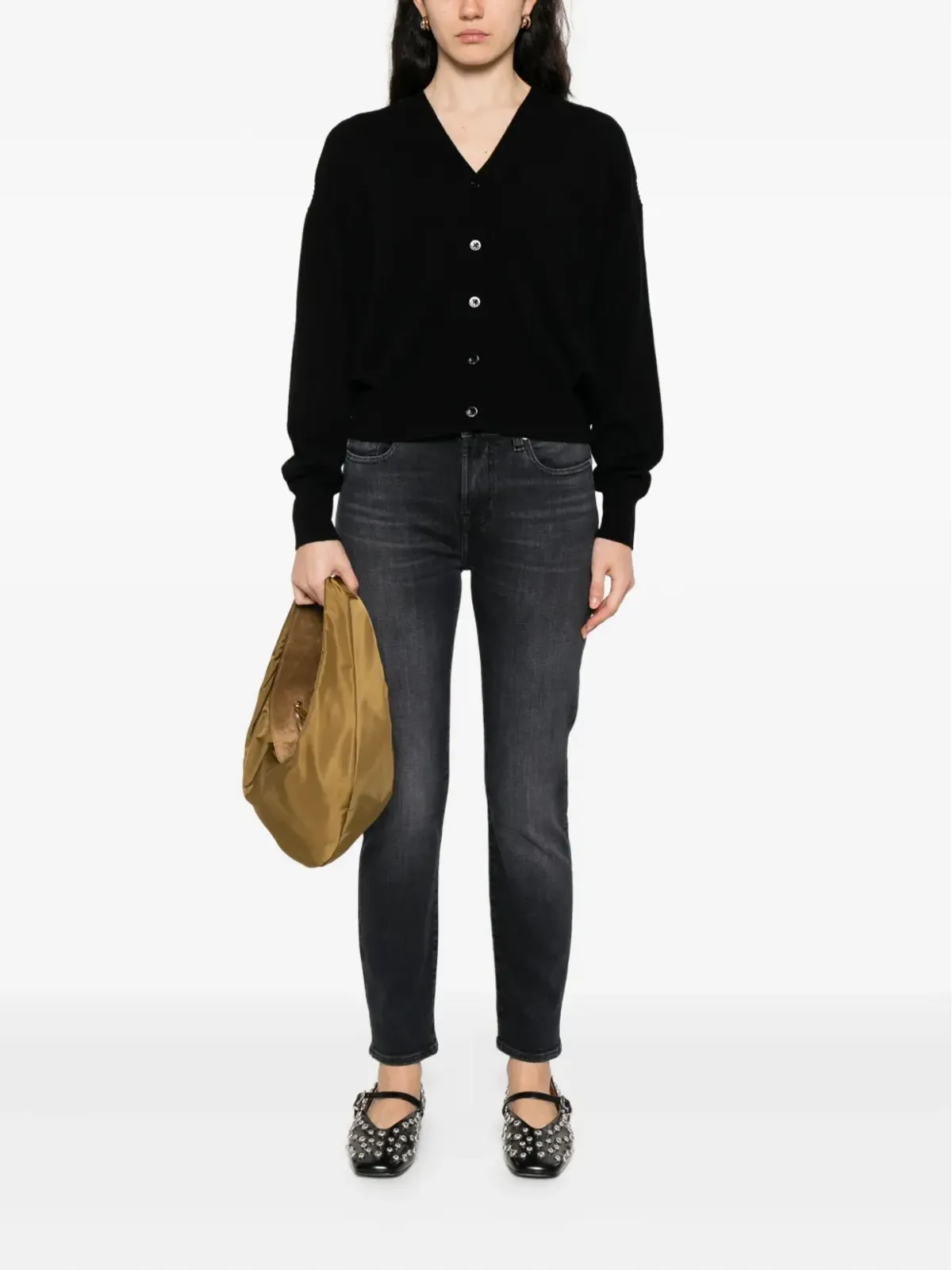 7 For All Mankind ヒゲ加工デニムジーンズ - ブラック - 画像2