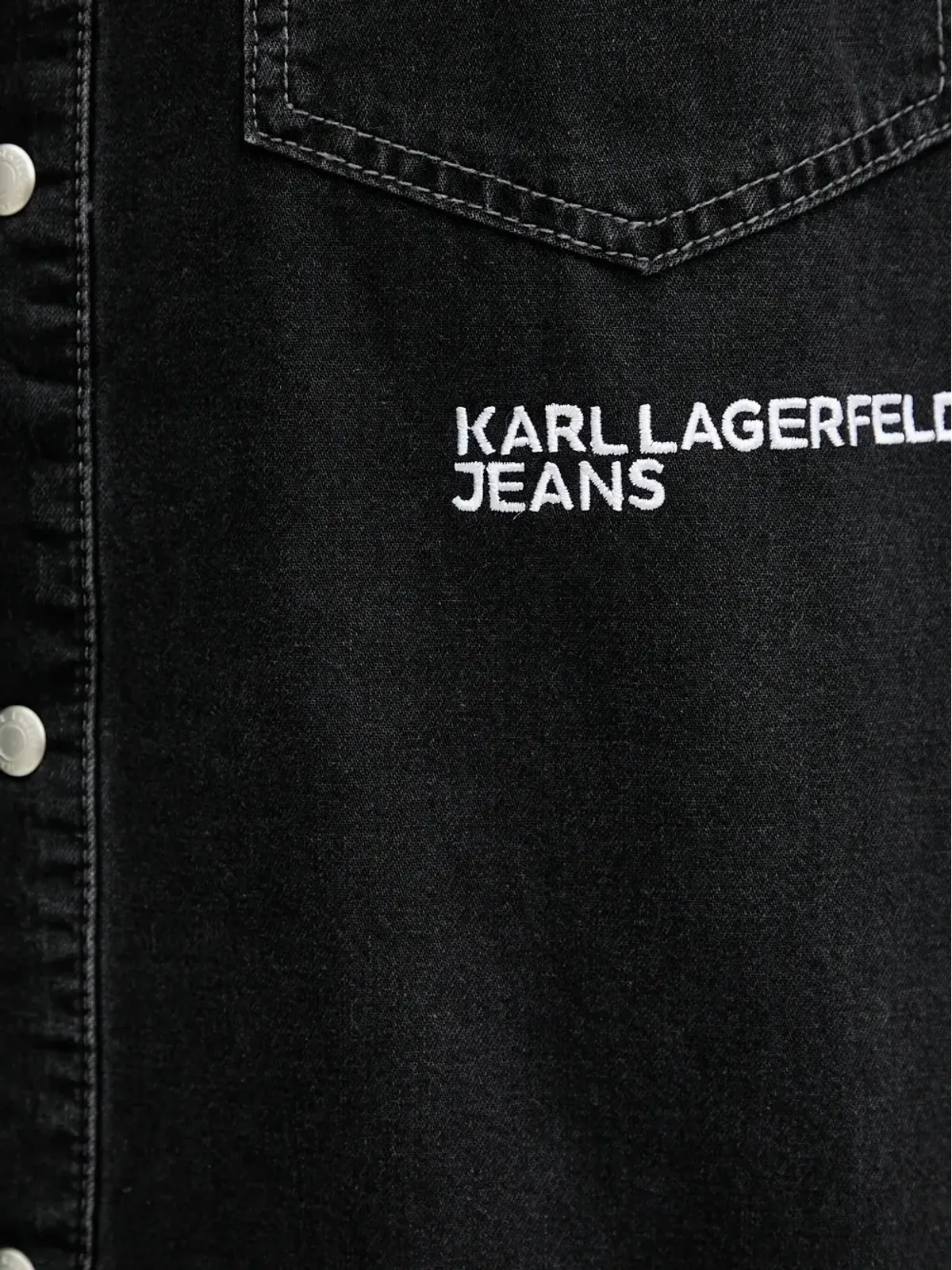Karl Lagerfeld Jeans 刺繍ポケット付きデニムオーバーシャツ - 画像5