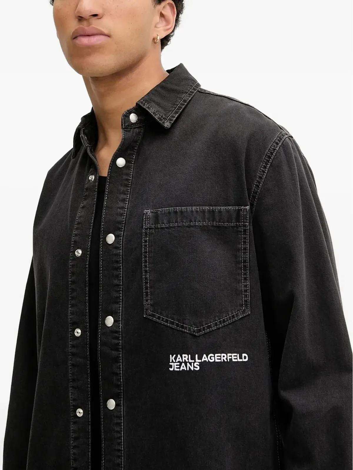 Karl Lagerfeld Jeans 刺繍ポケット付きデニムオーバーシャツ - 画像4