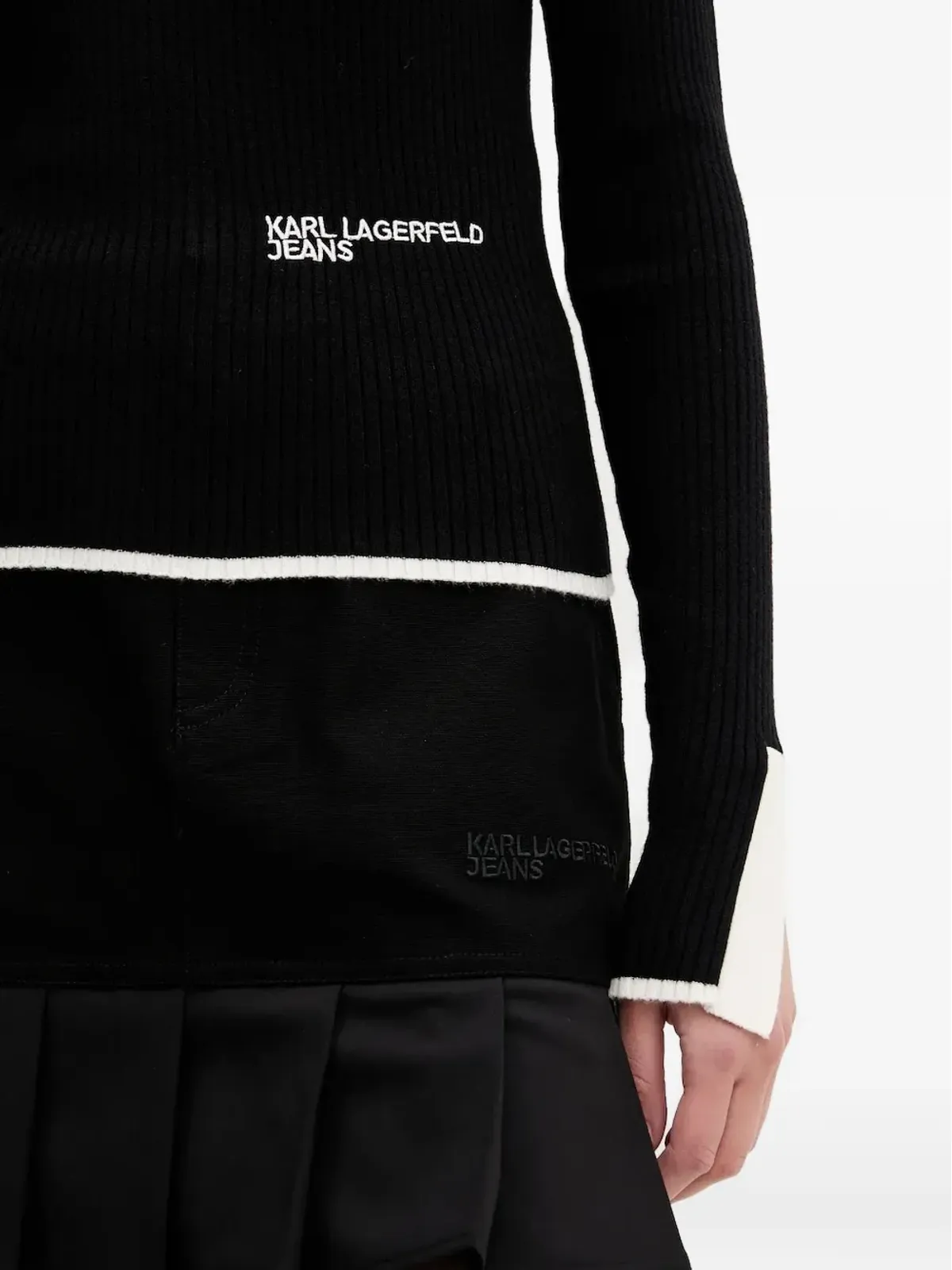 Karl Lagerfeld Jeans リブ編みクルーネック長袖セーター - 画像3