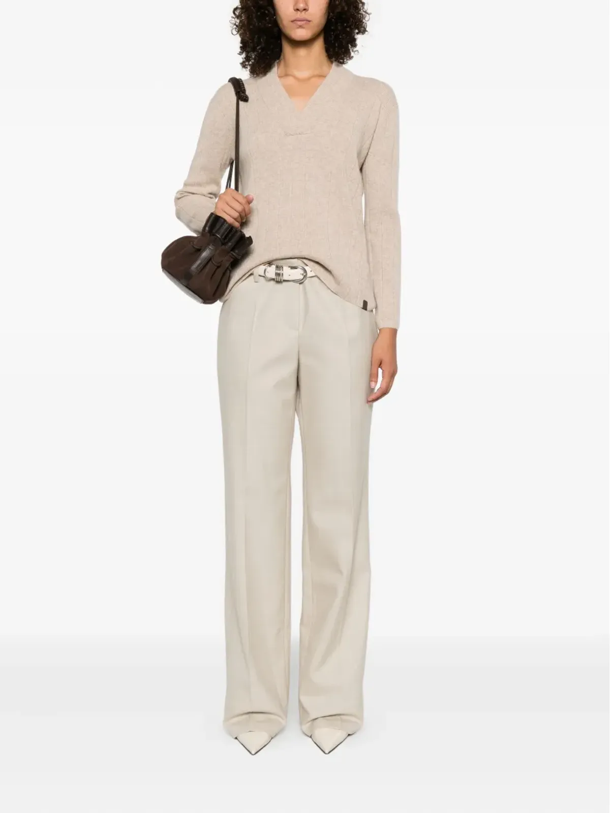 Max Mara アーテン リブ編みVネック ジャンパー - 画像2