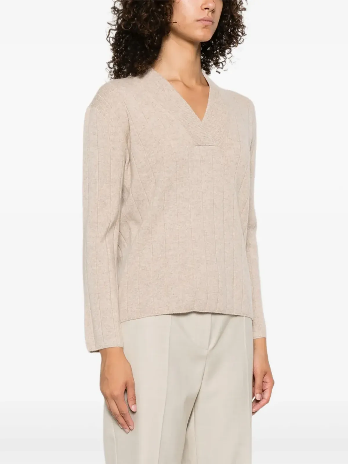 Max Mara アーテン リブ編みVネック ジャンパー - 画像3