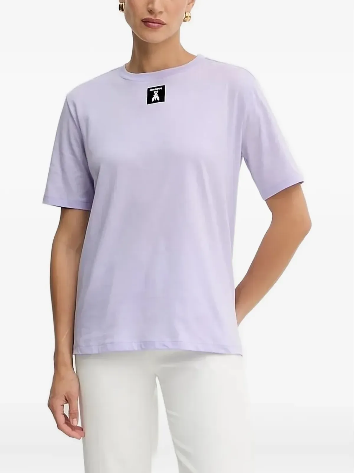 Patrizia Pepe logo-patch short-sleeve T-shirt - Purple - 画像1