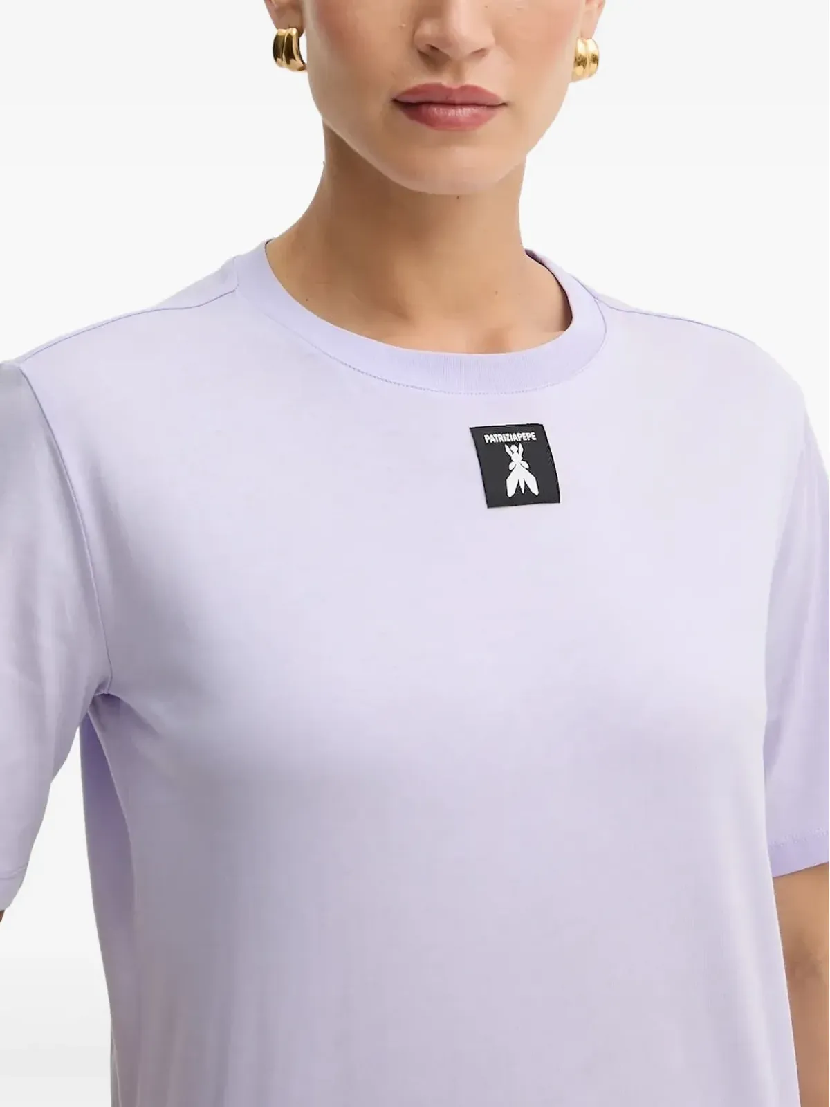 Patrizia Pepe logo-patch short-sleeve T-shirt - Purple - 画像3