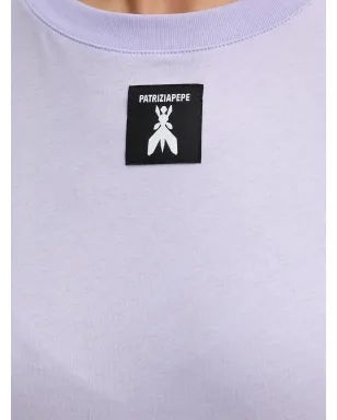 Patrizia Pepe logo-patch short-sleeve T-shirt - Purple - サムネイル4