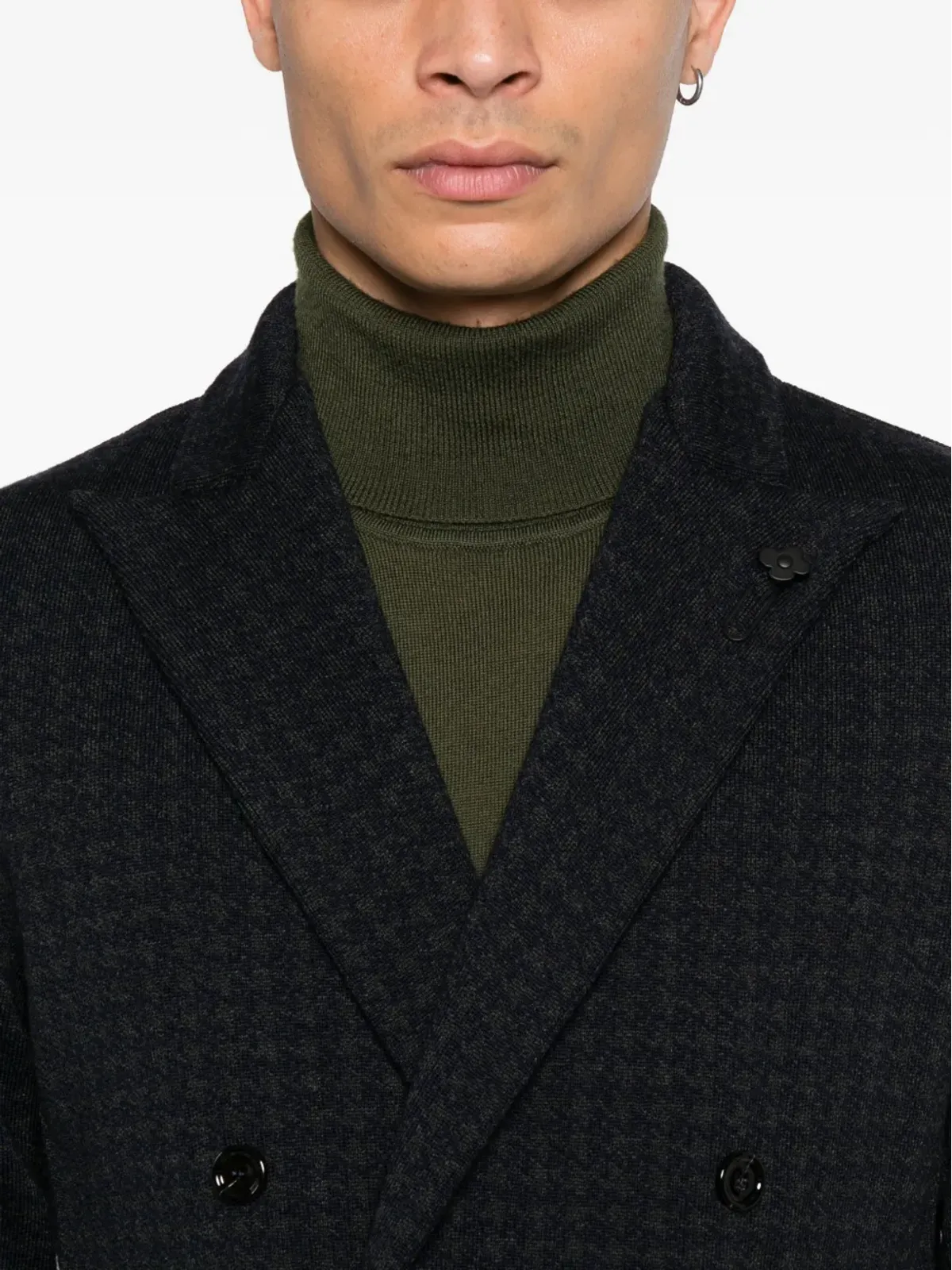 Lardini ヘリンボーン ダブルブレストジャケット - ブルー - 画像5