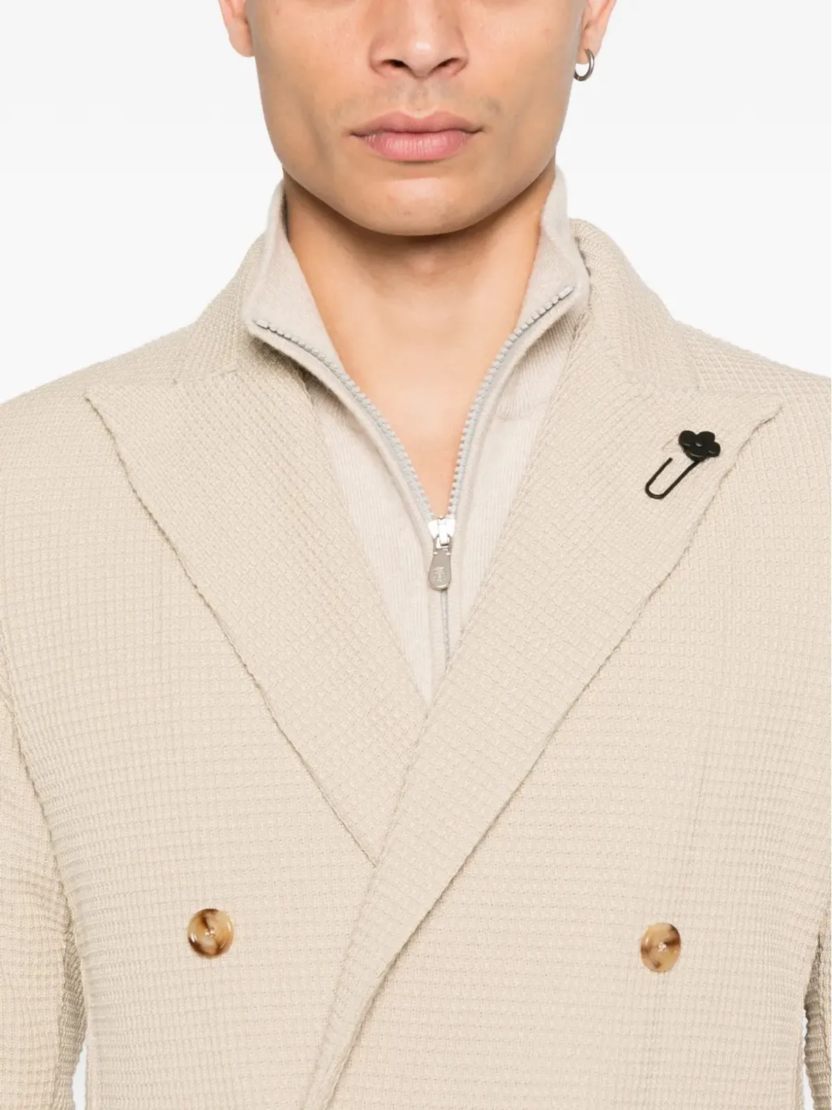Lardini ダブルブレスト・ワッフルテクスチャージャケット - 画像5