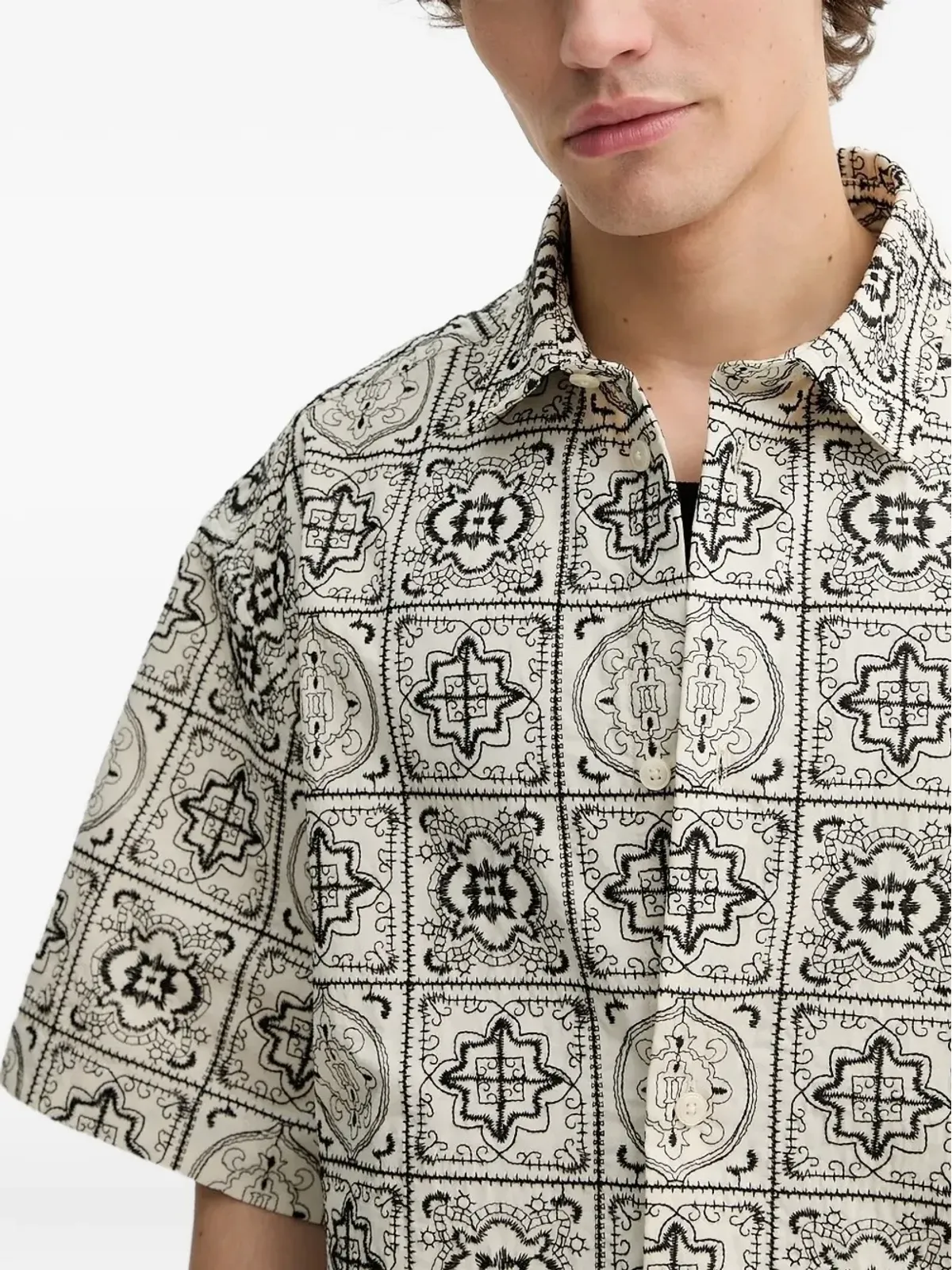 Les Deux 刺繍パッチワークシャツ - 画像3