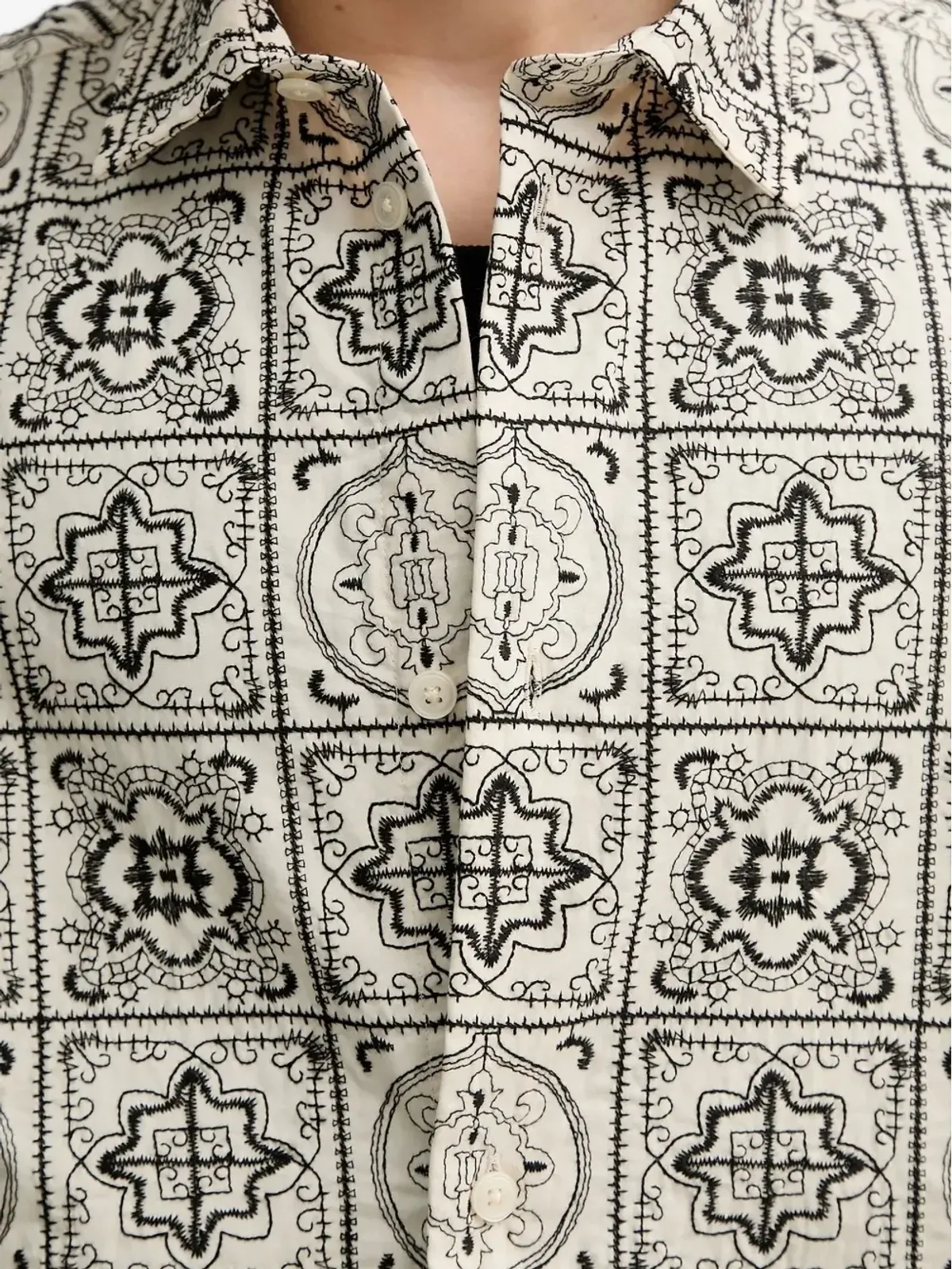 Les Deux 刺繍パッチワークシャツ - 画像4