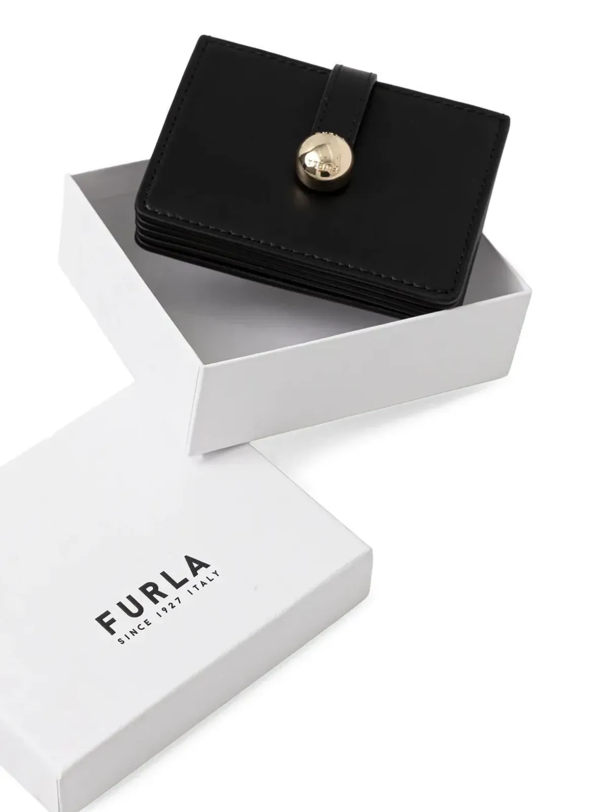 Furla Sfera レザー ボタン式カードホルダー ブラック - 画像3