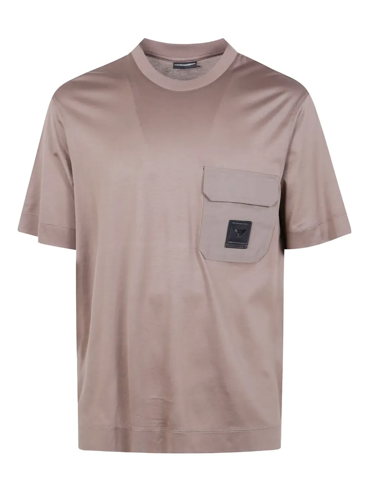 Emporio Armani パッチポケット ロゴディテール Tシャツ ブラウン - 画像1