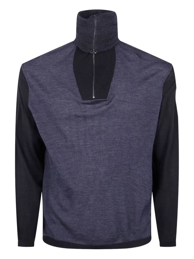 Emporio Armani Emporio Armani ハーフジップ ウール セーター - ブルーの商品画像