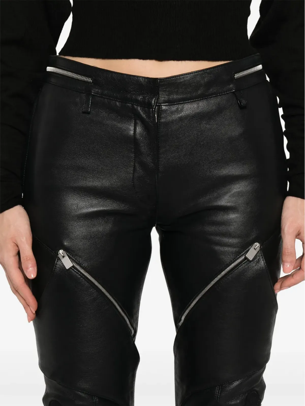 Moncler ジップポケット レザー パンツ - 画像5