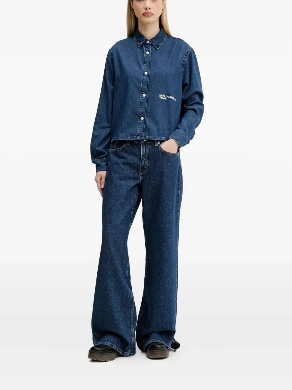 Karl Lagerfeld Jeans 裾スプリットデニムジーンズ - 画像1