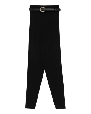 Self-Portrait ベルト付きニットパンツ - ブラック - サムネイル1