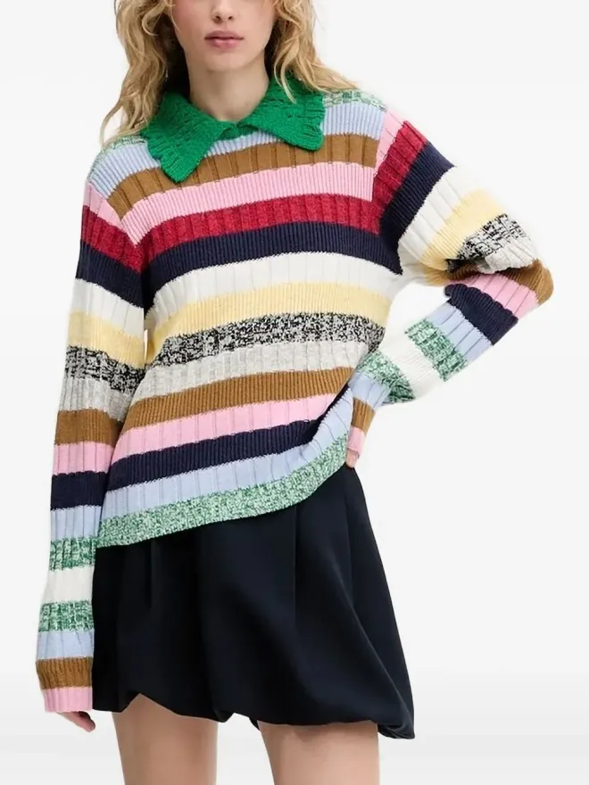 Stine Goya Stine Goya ストライプ柄 クロシェ襟付きニットの商品画像