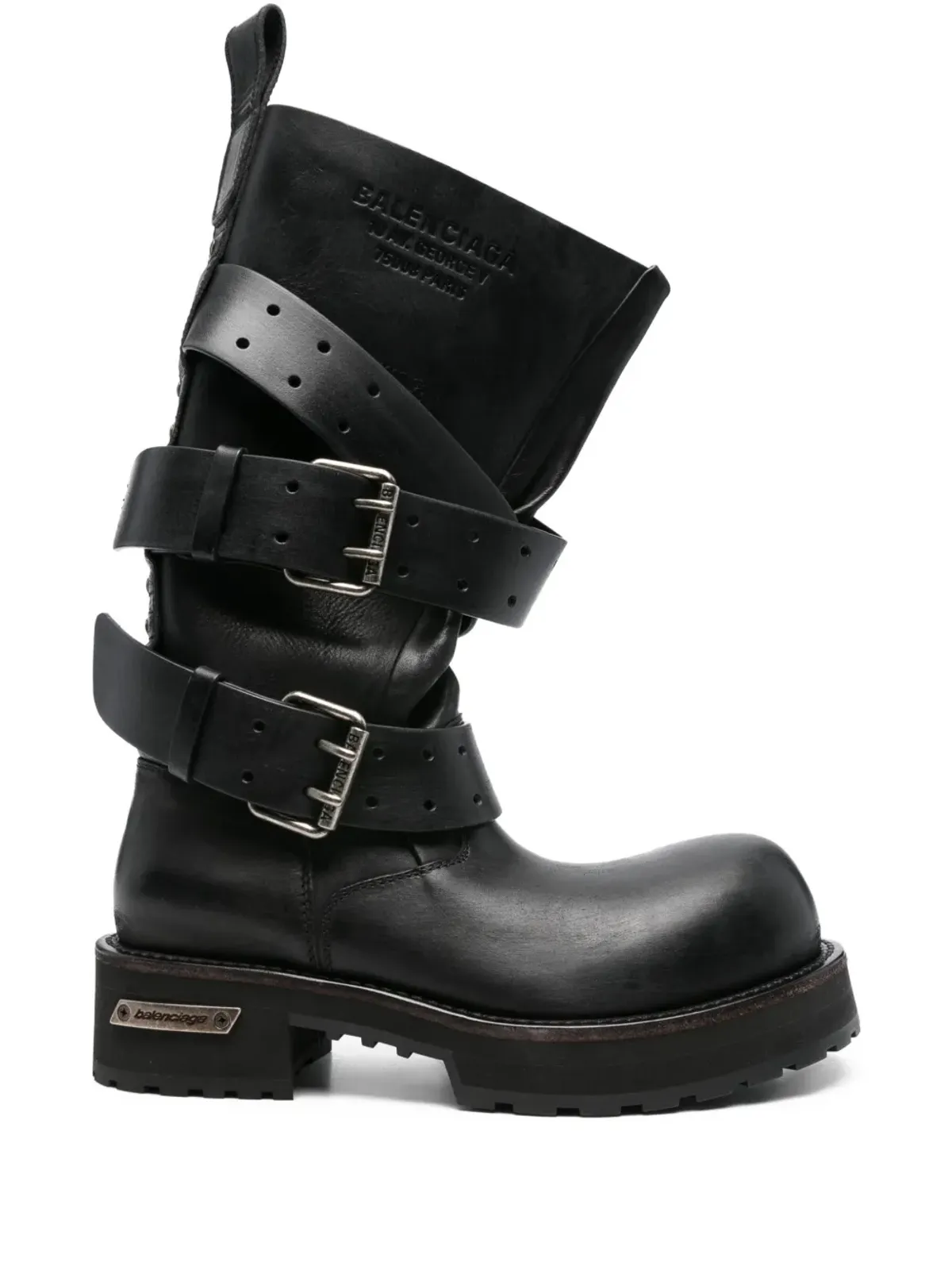 Balenciaga Venom バックルストラップ レザー ブーツ - 画像1