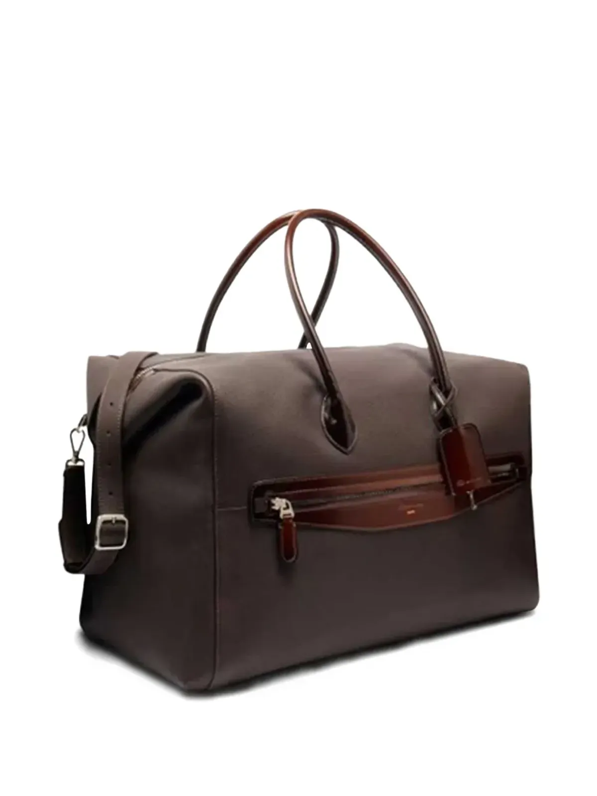 Santoni レザー トップハンドル トラベルバッグ - 画像3