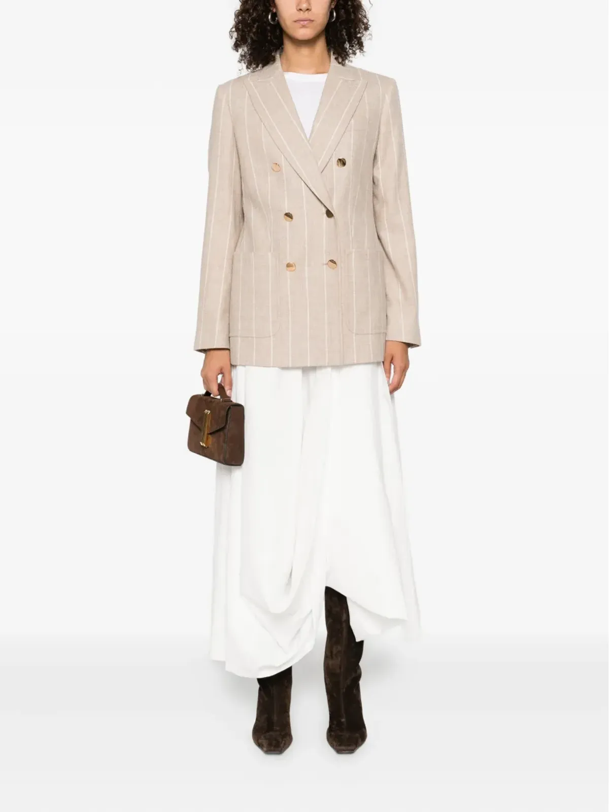 Max Mara ストライプ柄ダブルブレストブレザー - 画像2