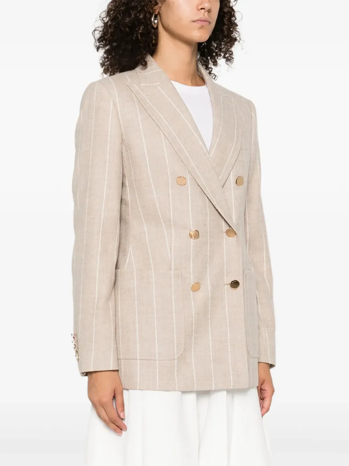 Max Mara ストライプ柄ダブルブレストブレザー - 画像3