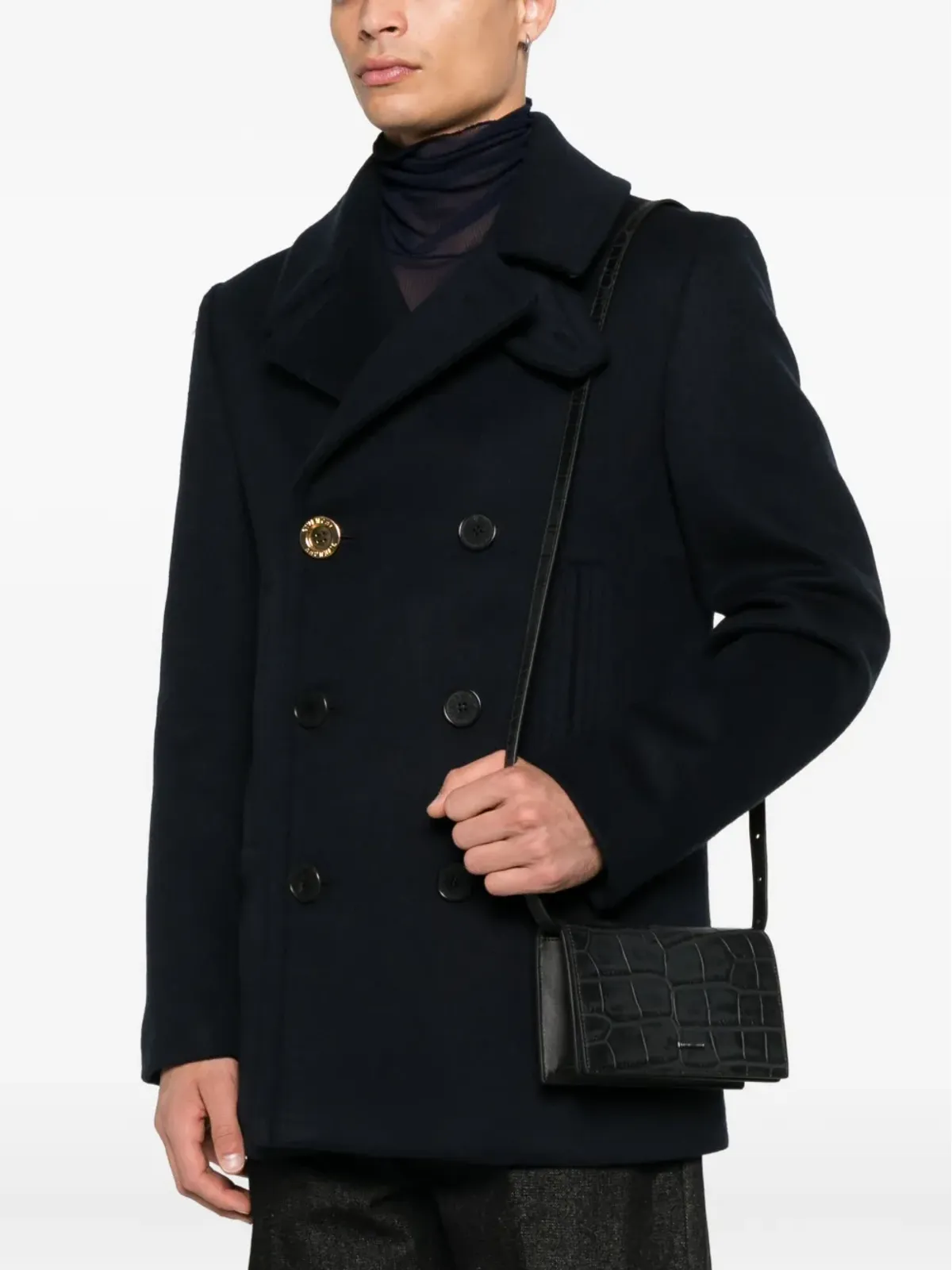Emporio Armani クロコダイル型押しレザー クラッチ - Black - 画像2