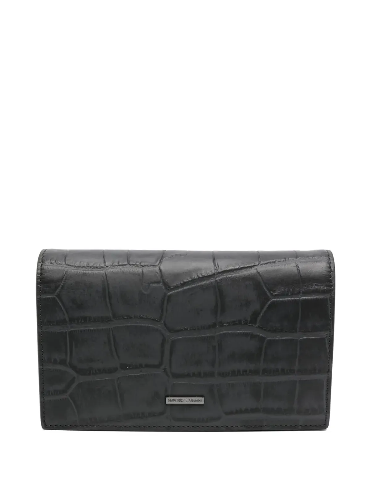 Emporio Armani クロコダイル型押しレザー クラッチ - Black - 画像4