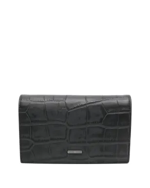Emporio Armani クロコダイル型押しレザー クラッチ - Black - サムネイル4