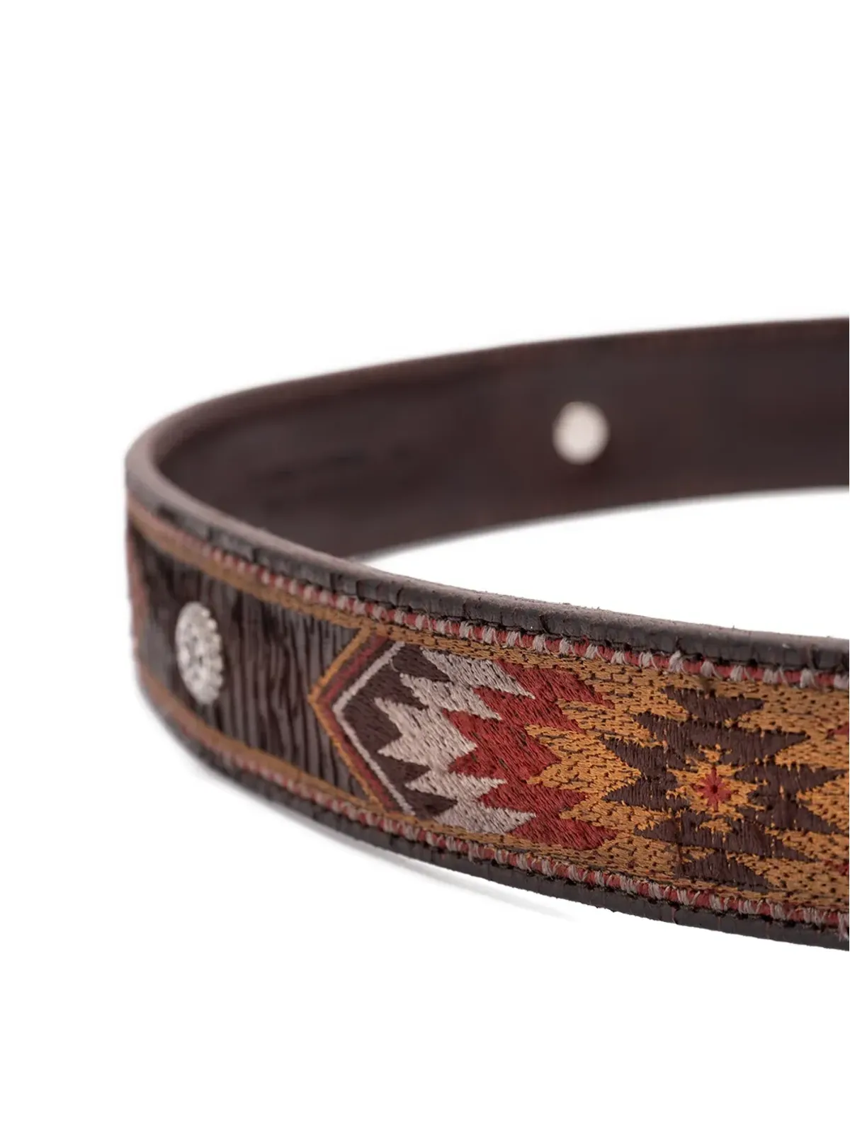 Orciani 刺繍入りレザーベルト ブラウン - 画像2