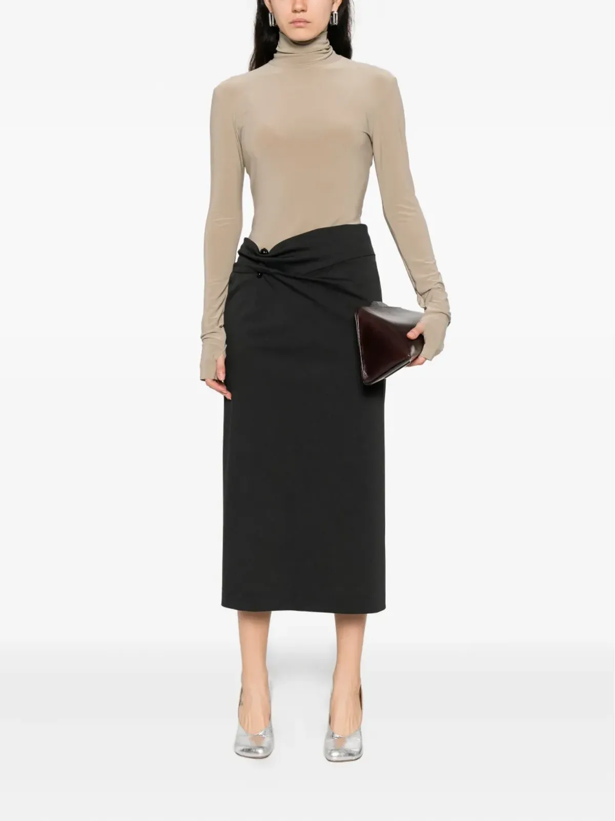 Alberta Ferretti ボタンディテール ミディスカート - 画像2