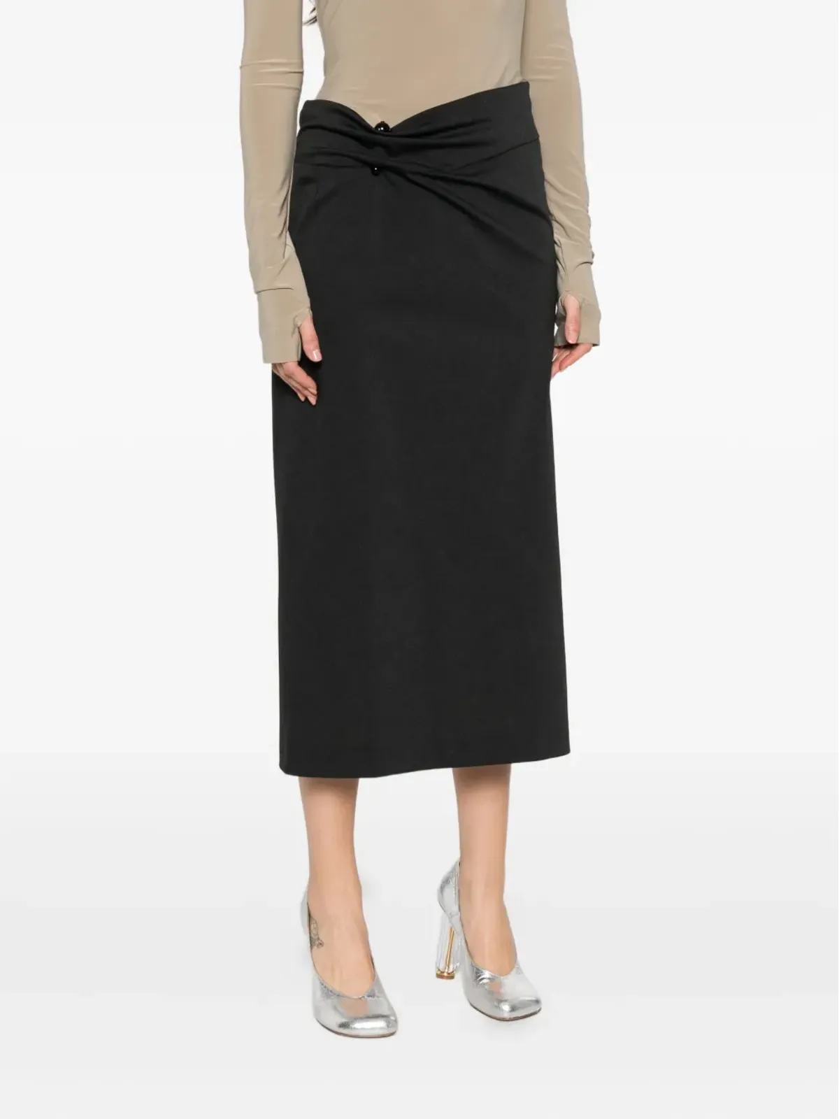 Alberta Ferretti ボタンディテール ミディスカート - 画像3